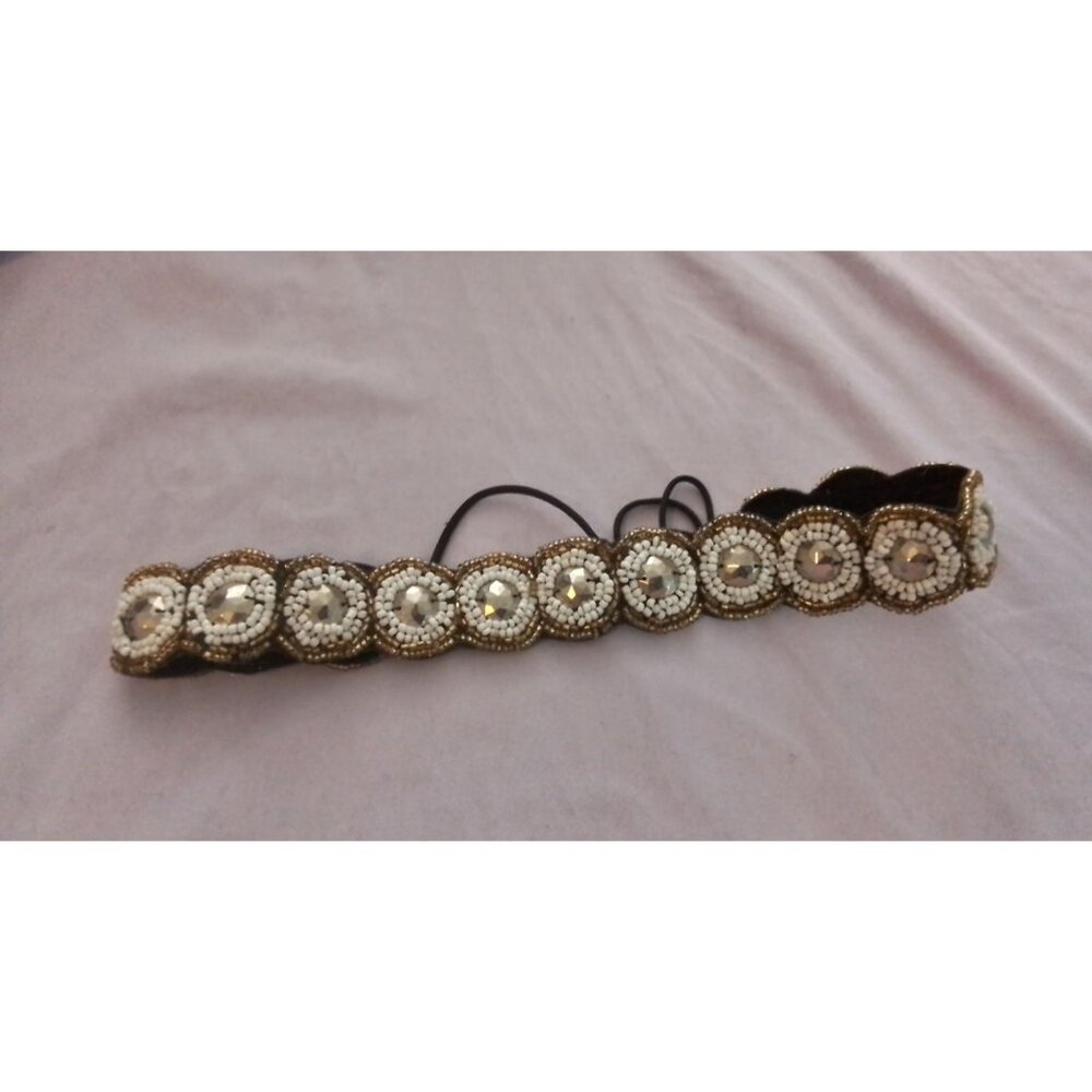 Beaded Embellished Headband With Elastic Backing For Women